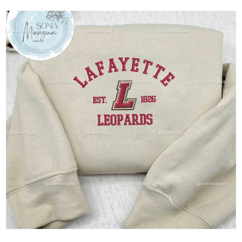Lafayette Leopards Embroidered Sweatshirt NCAA Team Apparel est 1836 university